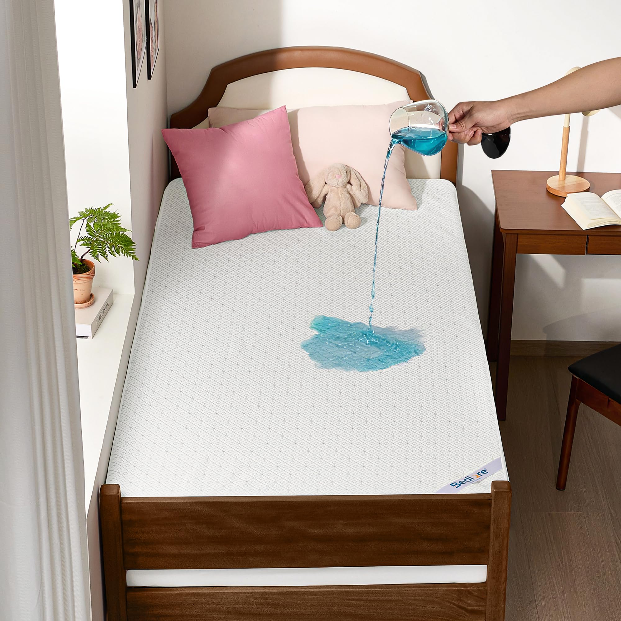 BEDLORE Waterproof Twin XL Mattress Protector, Noiseless Mattress Cover | Stretchable Pockets for 6-15 inches Mattresses, Soft Breathable Bed Pad for Home, Bedroom, Hotel, Machine Washable (White)
