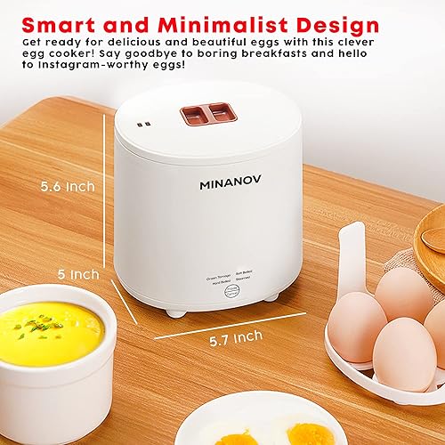 Miniatura 7 de MINANOV Olla eléctrica para huevos  Cocina inteligente para huevos duros, hervidos suaves, huevos al vapor, Onsen Tamago  Mini olla de huevos para