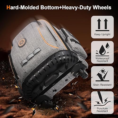 Miniatura 4 de Mochila de herramientas con rueda, mochila de herramientas rodantes para electricista, bolsa de herramientas con ruedas para trabajos de