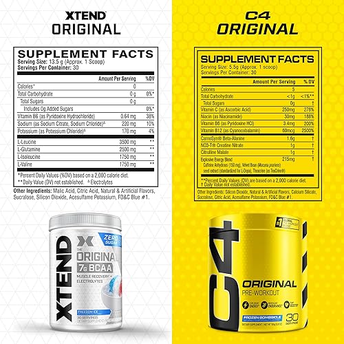 Miniatura 5 de Cellucor Original C4 - Polvo de preentrenamiento y BCAA, sabor Frozen Bombsicle, 30 porciones + XTEND BCAA en polvo, Freedom Ice, 30 porciones