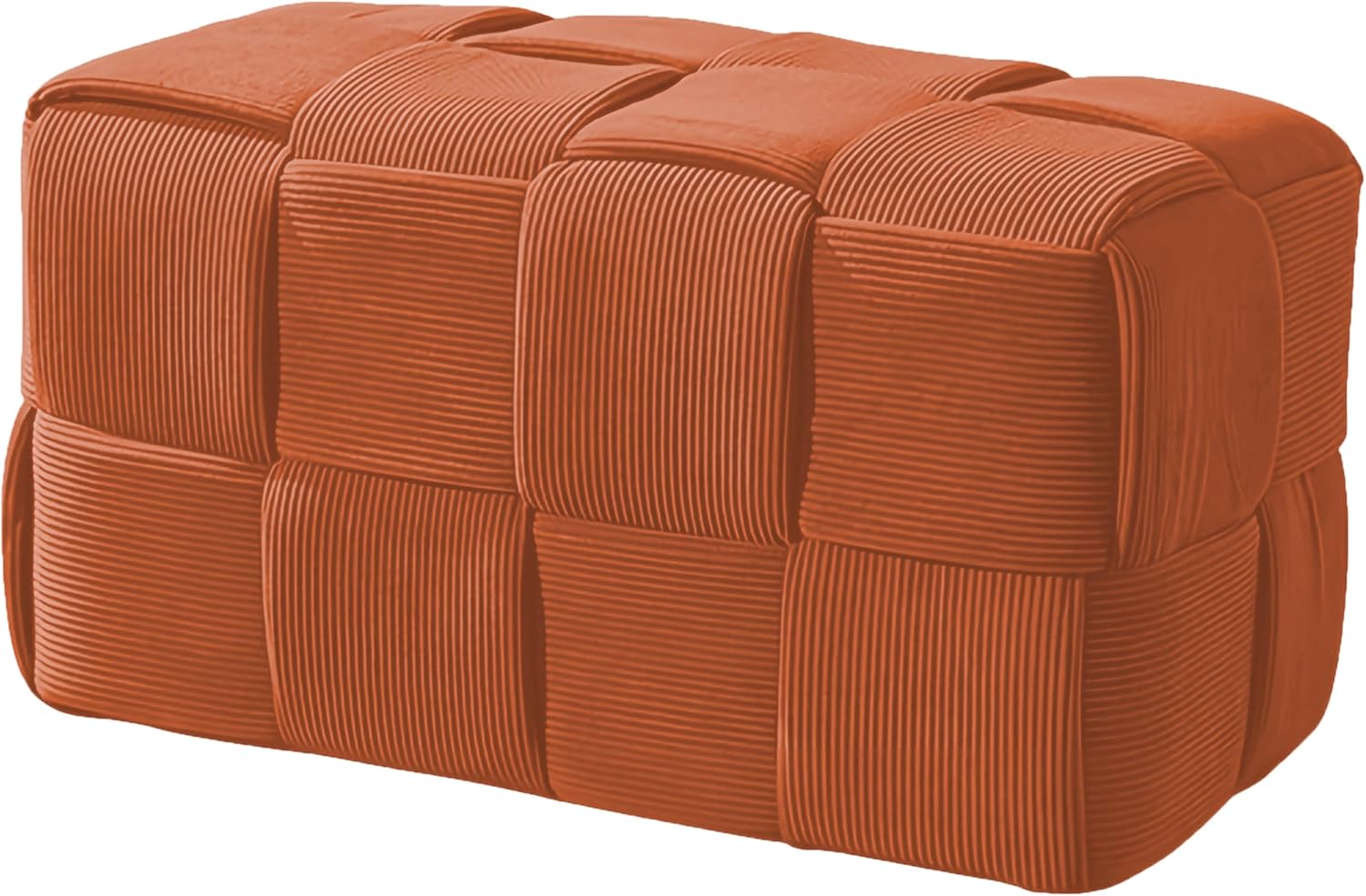Cmishe Ottoman Foot Rest Soft and Comfortable Ottoman Square Corduroy Woven Design Sofa Stool (Orange-L)