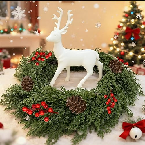 Miniatura 6 de Guirnalda de cedro de Navidad para manto, guirnalda de vegetación realista, guirnaldas de pino artificial de grosor para mesa de mantel de Navidad,