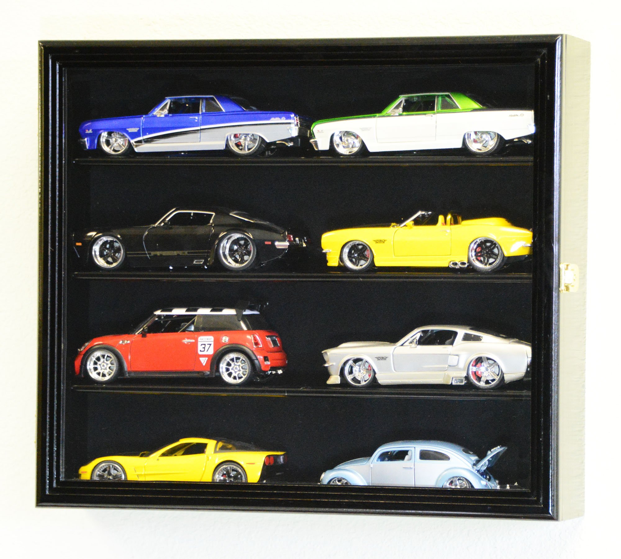1/24 Scale Diecast Model 8 Cars Display Case Rack Holder Holds 8 Cars 1:24 (Black Finish)