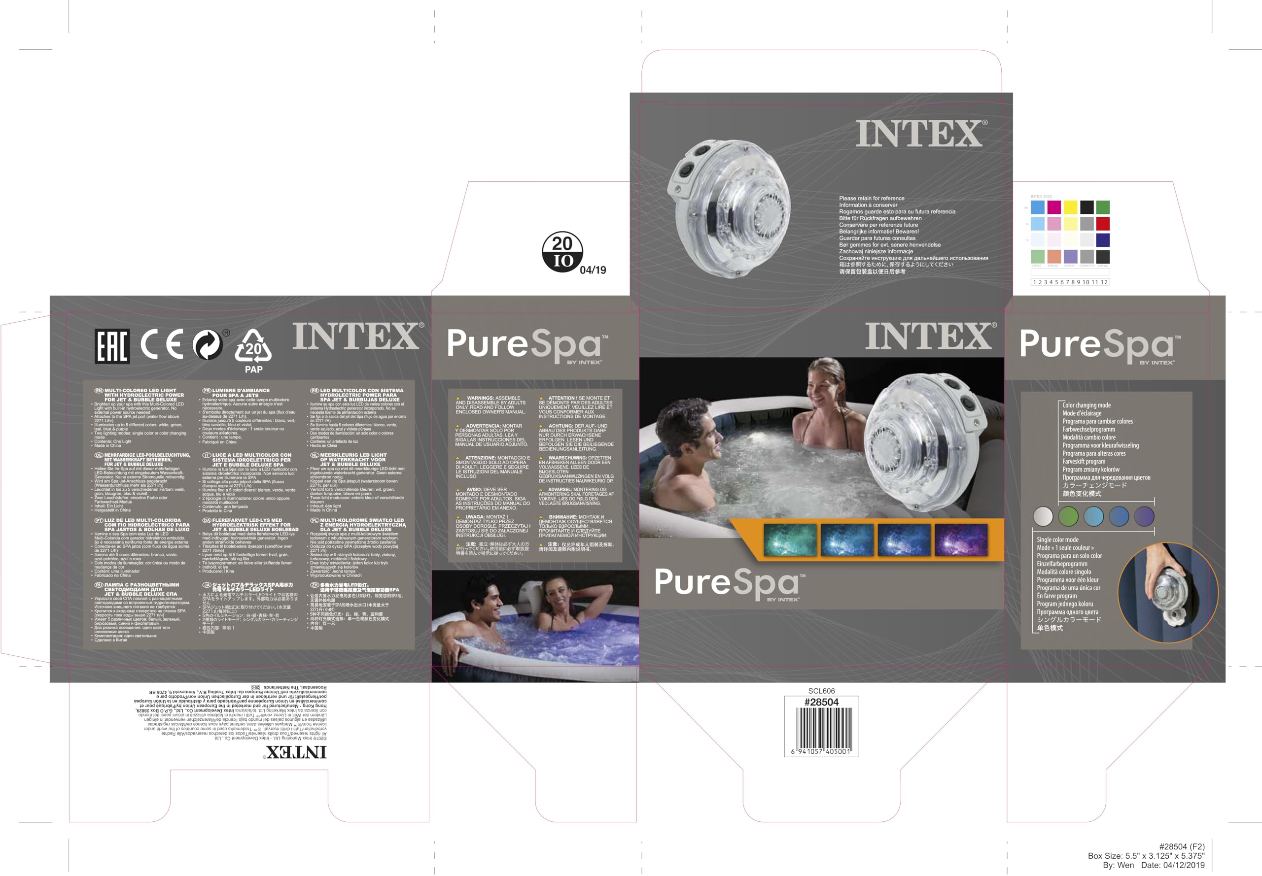 Intex lumière d'ambiance multicolore LED pour pure spa à jets