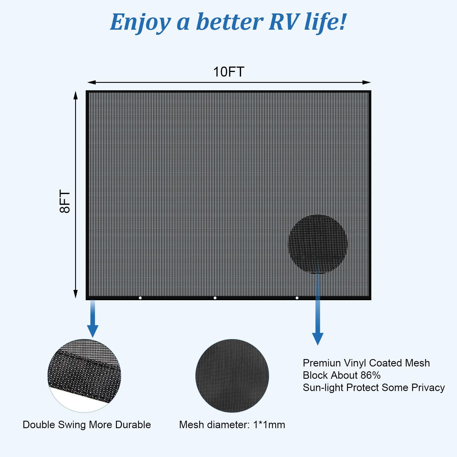 JAOGAUS Toldo de Caravana de 3x2.4m, Pantalla de Protección Solar para Autocaravanas, Kit Completo de Remolque para Autocaravana, Camping y Toldo Lateral