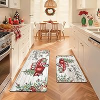 Vista 1 de Pauwer - Juego de 2 alfombras de cocina de Navidad antifatiga para piso, antideslizantes, acolchadas, tapete de cocina acolchado, cómodo, tapete