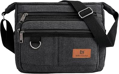Rfid Crossbody Messenger Bag with Water Bottle Holders, 13 inch Laptop Shoulder Bag, Sling Satchel Purse w/Built-in Wallet