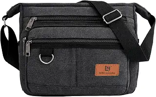 [W&G traveler] ウォーターボトルホルダー付きRFIDクロスボディメッセンジャーバッグ、13インチラップトップショルダーハンドバッグ、財布&電話ポーチ内蔵のスリングサッチェル財布、マルチポケット、ジッパートップ