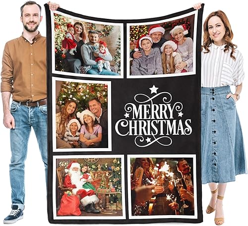 Regalos personalizados para mamá para Navidad, mantas personalizadas con fotos, manta personalizada para papá, abuela, abuelo, regalos de fotos para