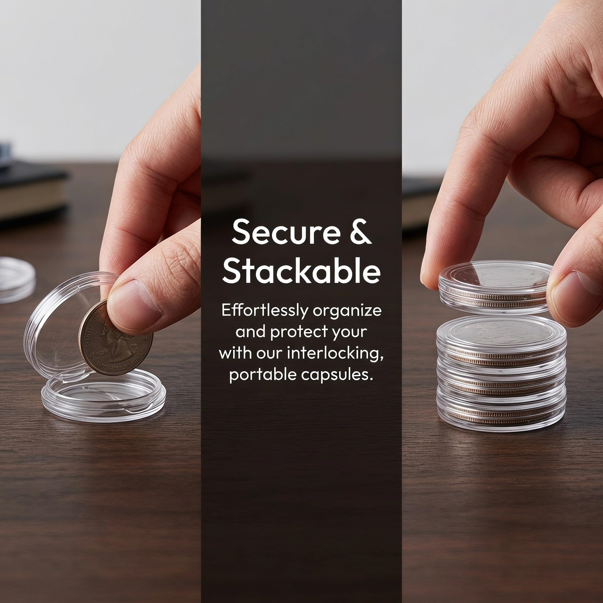 Operitacx 200 cápsulas transparentes para monedas: estuche redondo apilable de 30 mm/1,2'' para guardar monedas de desafío - contenedor para medallas, premios y fichas de juegos para