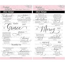 Clear Stamps Grace and Mercy Faith Christian Religious 2-Pack 4x6 Inch Sheets - 19 Pieces