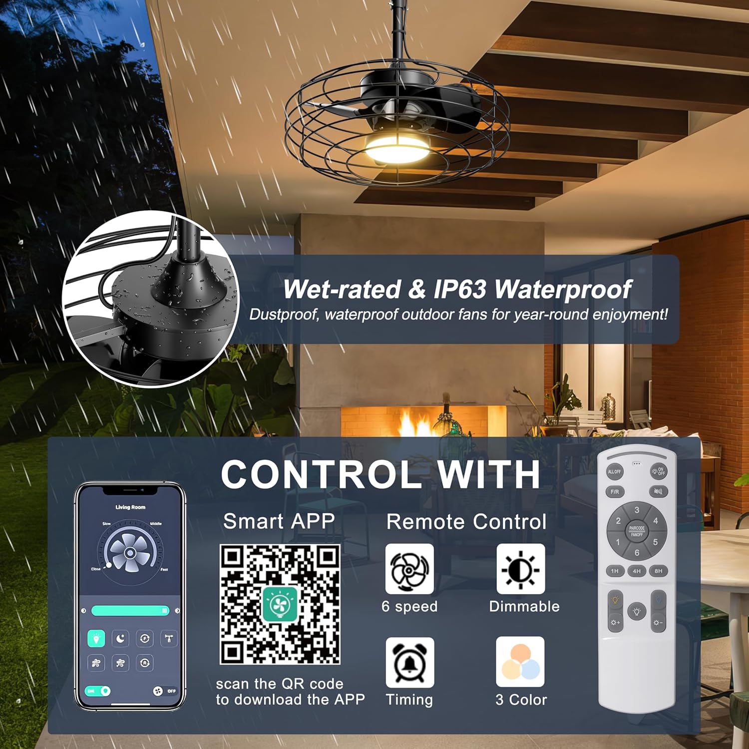 Smartphone app interface and remote control for the Coolbull fan