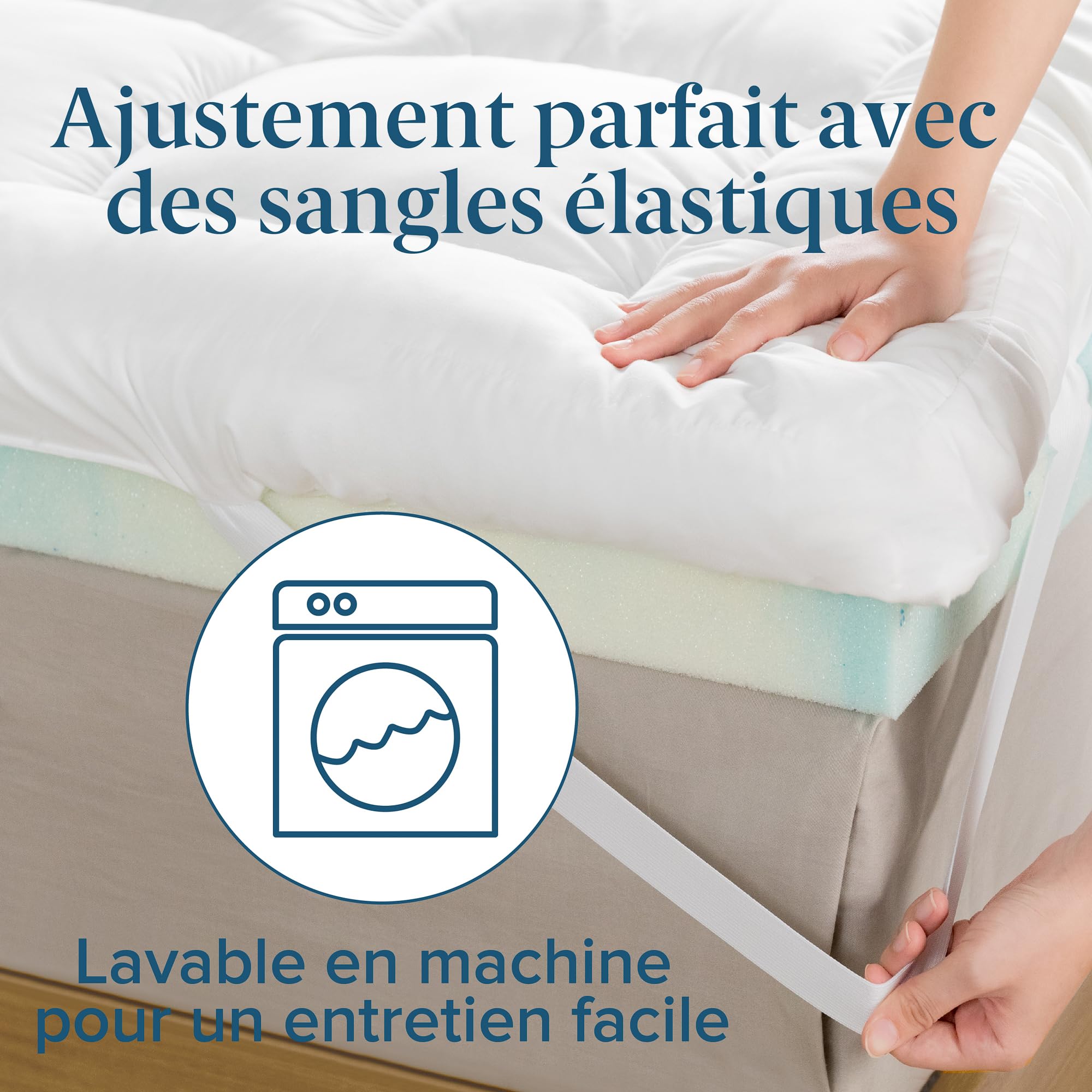 Zinus Surmatelas 90x190 cm, Épaisseur 10 cm, Mousse à Flux d’Air Rafraîchissant, Confort Ergonomique, Respirant, Housse Lavable en Machine