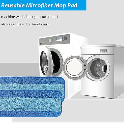 Miniatura 7 de Paquete de 3 almohadillas de microfibra para trapeador Bona, almohadillas de limpieza de microfibra reutilizables para suelos de madera dura de 18