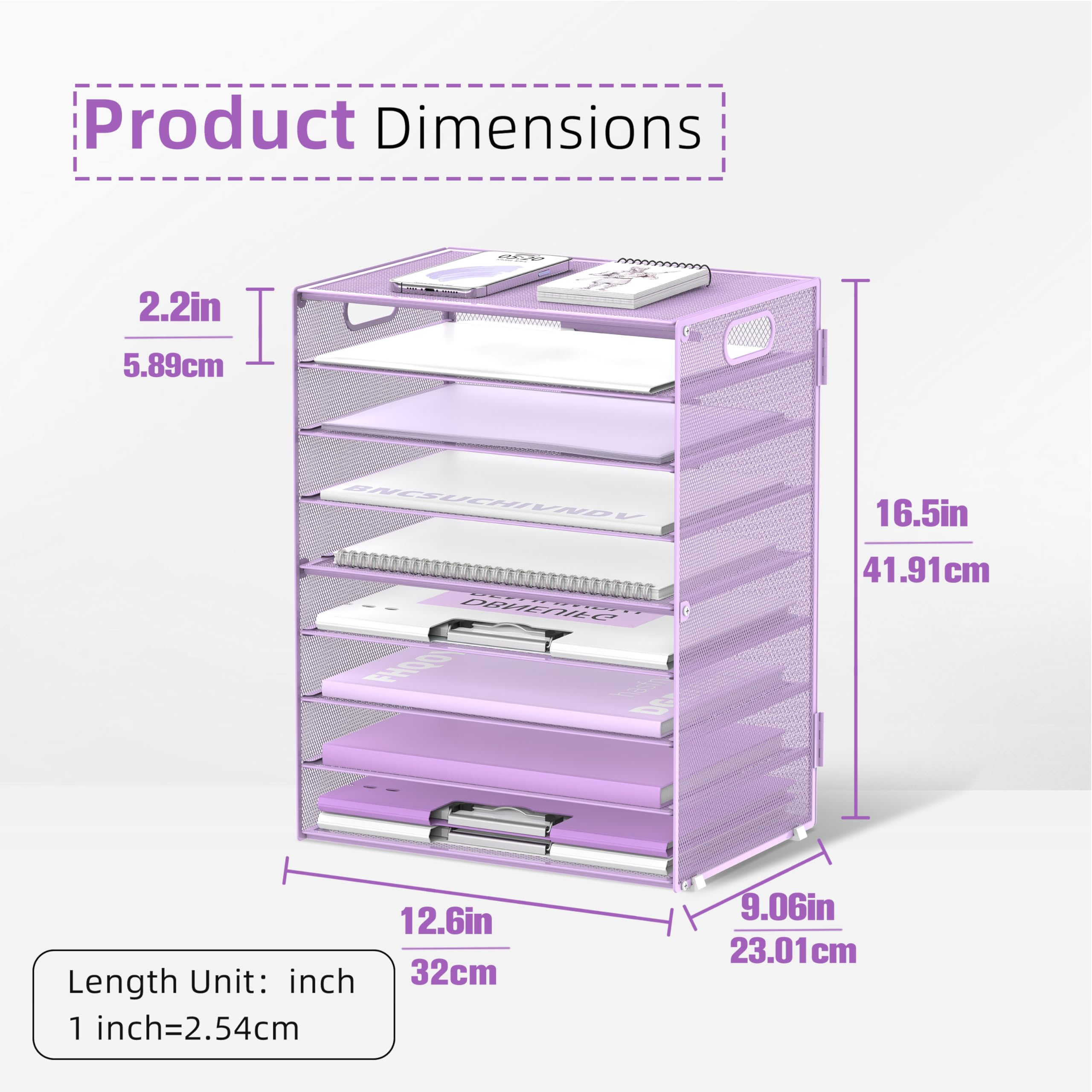 SUPTIDY 9-Tier Paper Letter Tray Desk Organizer with Handles, Mesh File Holder Organization - Image 2