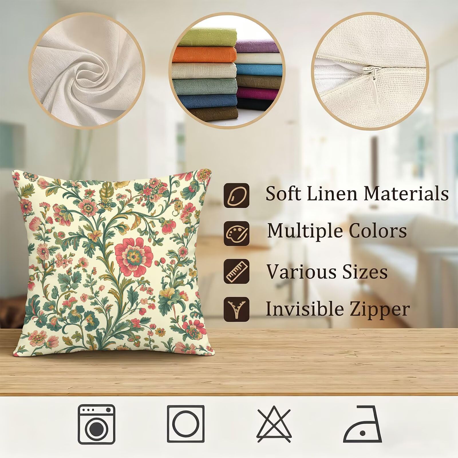 Verde Funda Cojin 60x60 Rural Funda Almohada 60x60 Cojines Sofa Súper Suave Fundas Cojines Decorativos Fundas Almohadas 4 Piezas Almohada Cervicales y Cuello, para Hogar Cama Salon Decoracion E - 759