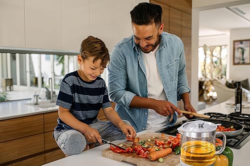 Miniatura 6 de TLIOCAS Recipiente grande de vidrio para grasa de tocino con colador, lata de almacenamiento de aceite para freír de 53 onzas con tapa, recipiente