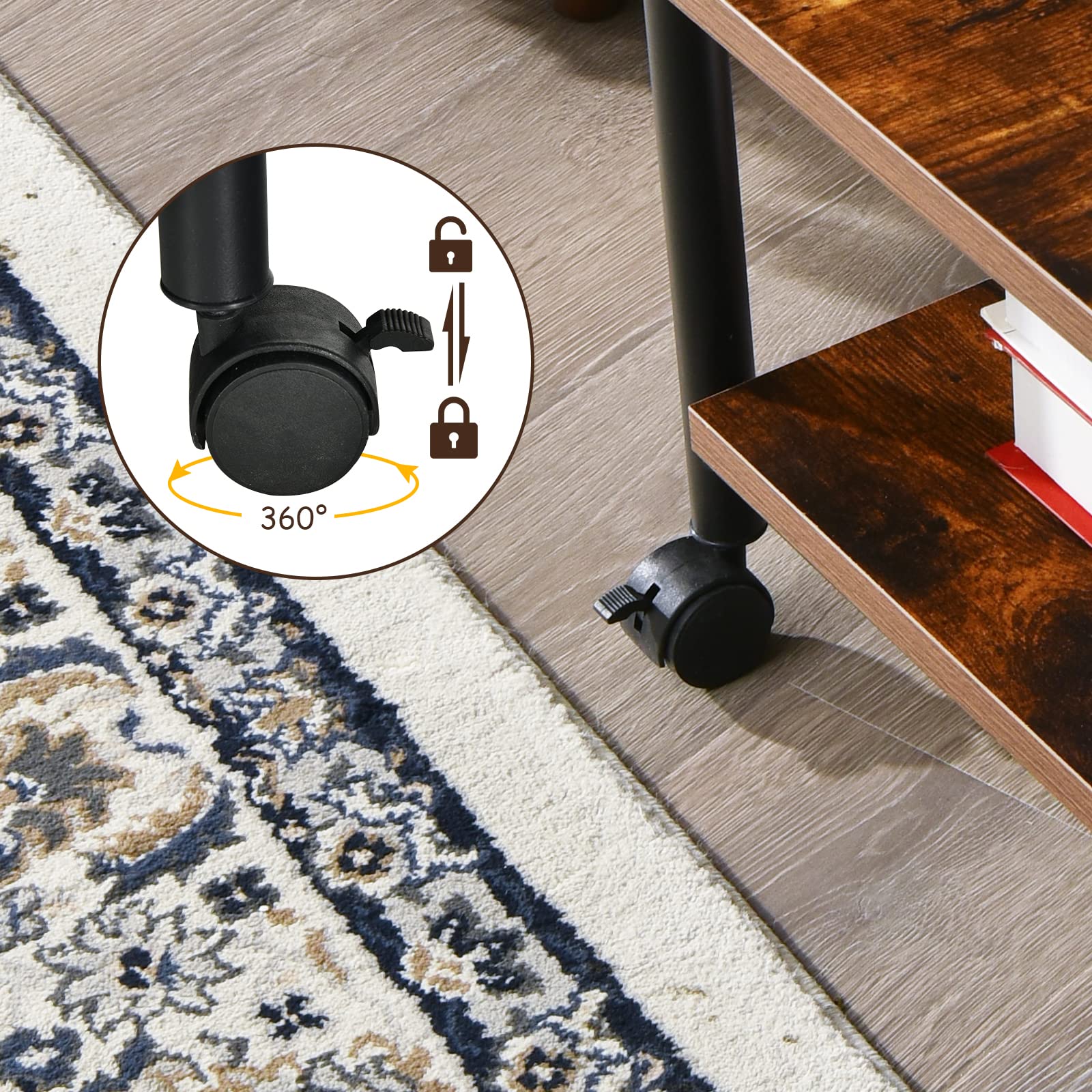 Carrello Portastampante 2 Ripiani Con Ruote - Salvaspazio Per Ufficio E Casa, Carico 45kg