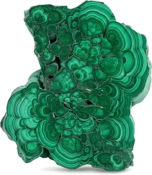 Natural Malachite Slab 1.1-1.32lb 500-600g, Premium Polished Malachite Slice Healing Crystal Stone, Green Mineral Specimen for Home Decor, Reiki, Meditation, Crystal Collection