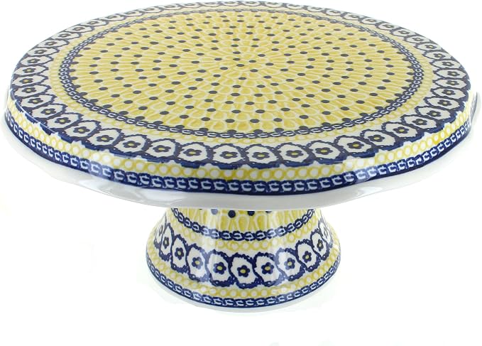 Blue Rose Polish Pottery Saffron Cake Plate