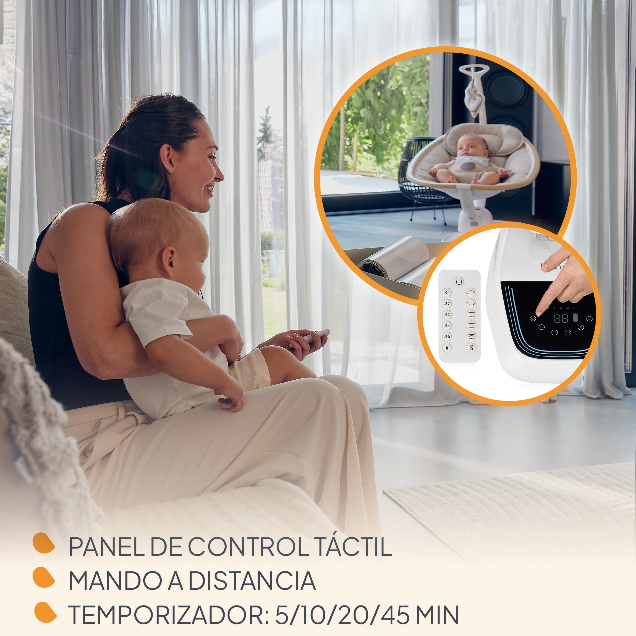 Lionelo OLIVIA - Balancín eléctrico para bebé de hasta 9 kg, reclinación natural, 4 velocidades, asiento ergonómico, 13 melodías, 2 juguetes, mando a distancia | balanceo natural, 4 velocidades, asiento ergonómico, 13 melodías, 2 juguetes, control remoto