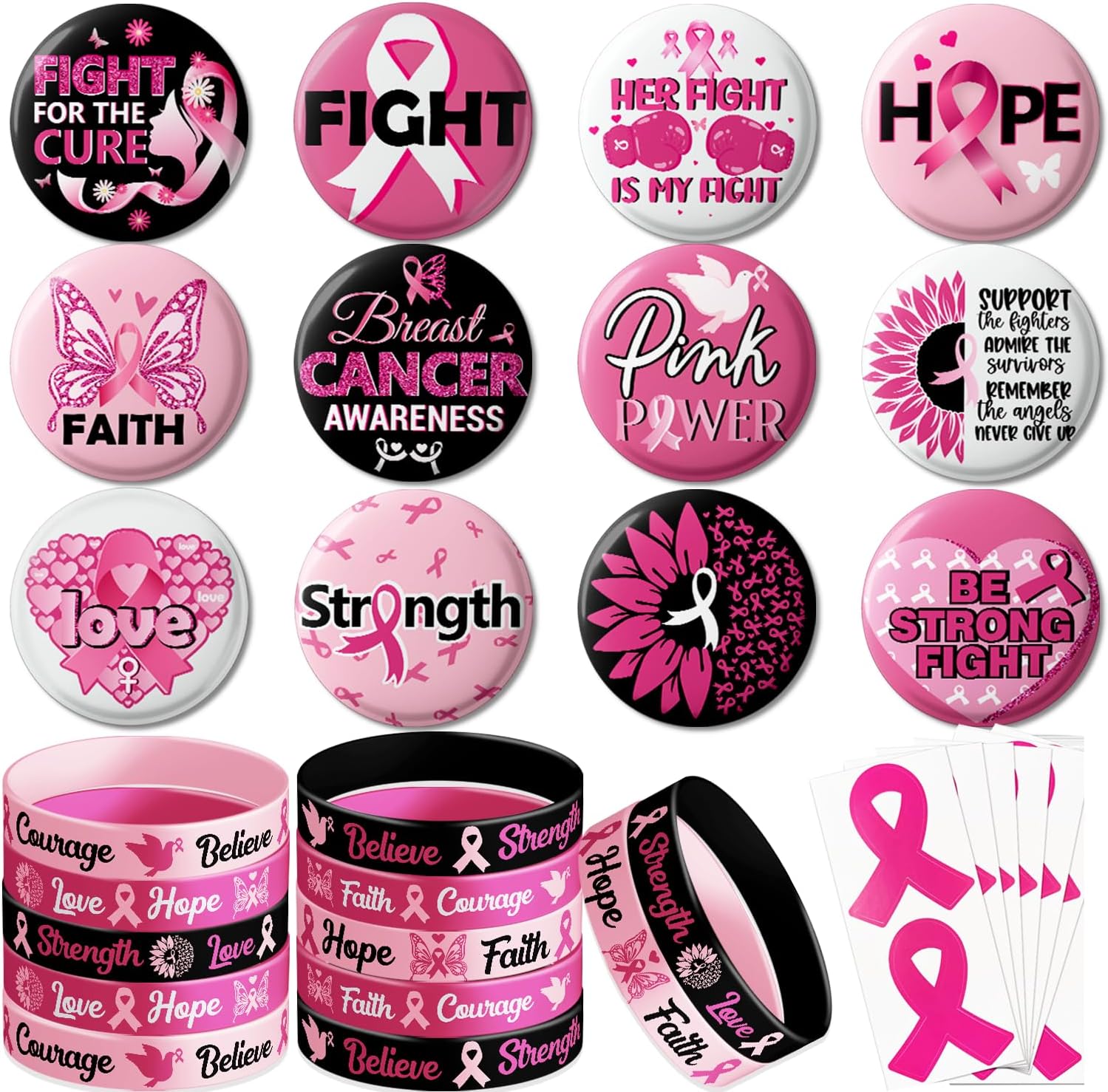 98Pcs Breast Cancer Awareness Accessories, Breast Cancer