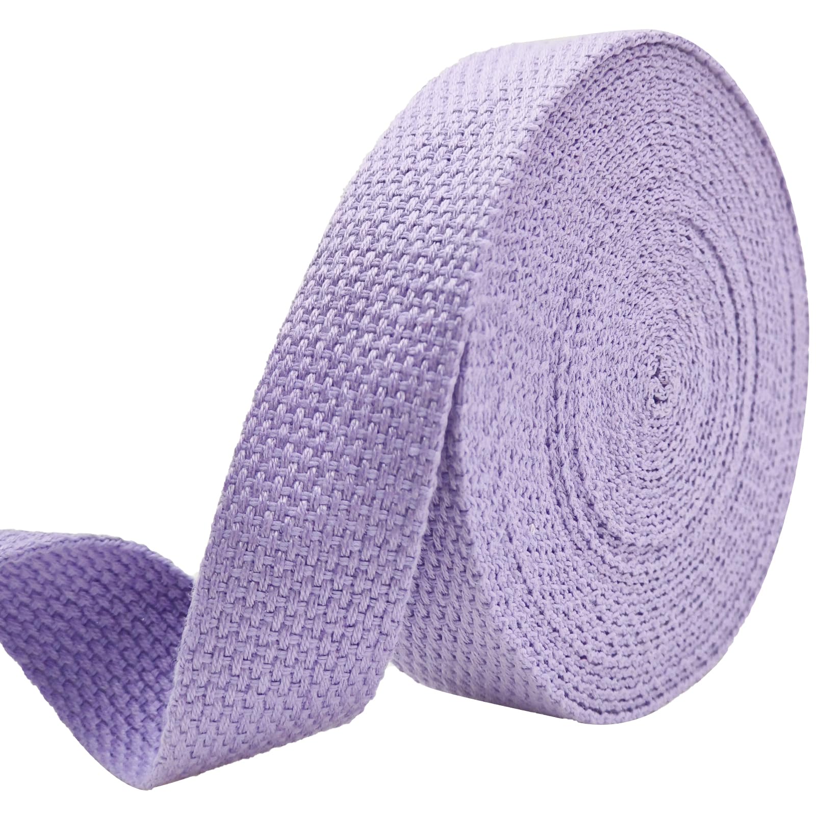 Photo 1 of 1 inch Cotton Webbing Braid Handles Bag Strap 15ft High Density Webbing Plain Weave Straps for Cloth Tote Bag, Pet Collars, DIY Projects, Crafts, Outdoor Accessories (Lavender F016)