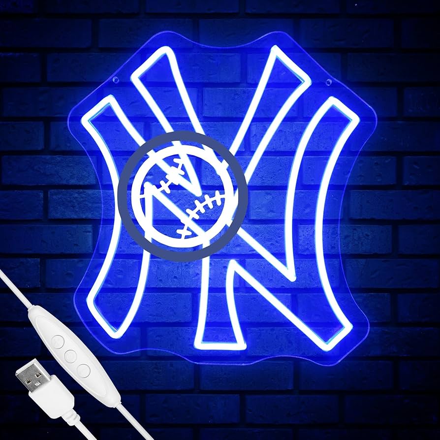 NY Baseball Neon Sign, New York Cool Light Up Dimmable NY