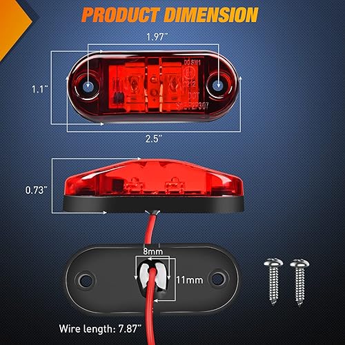 Miniatura 10 de Nilight Luz de marcador lateral ovalada de 25 pulgadas 10 unidades de 2 diodos LED para guardabarros de remolque luz de liquidación impermeable