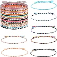 JEWPARK 30-36pcs Handmade Woven Wrap Friendship Bracelets - Colorful Adjustable Braided String Bracelets for Matching Accessories