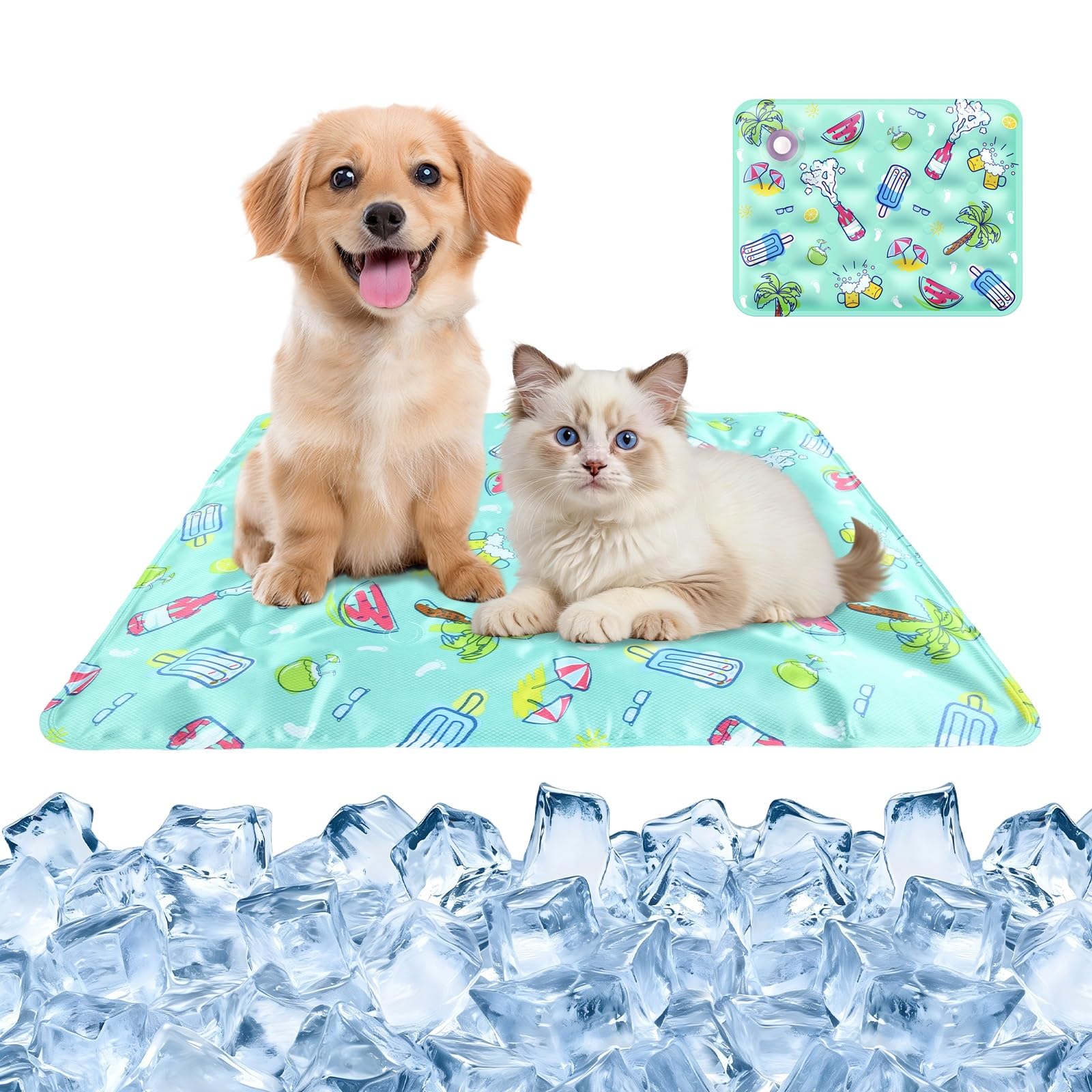 Manta Refrescante para Perros Pequeños y Gatos, Alfombra Refrigerante de Gel con Agua para Mascotas, Cama de Verano Impermeable y Fácil de Limpiar