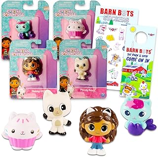 Gabby’s Dollhouse Cake Topper Birthday Party Supplies - Bundle with 4 Gabby Dollhouse Cake Toppers, Stickers, Door Hanger | Gabby Dollhouse Party Favors