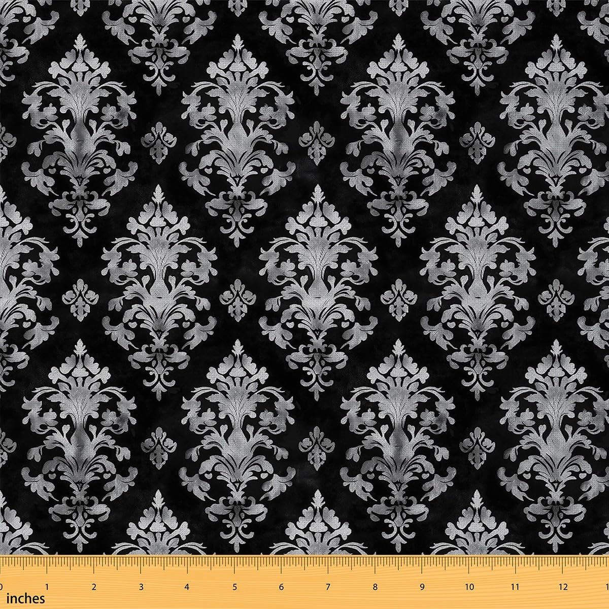 Erosebridal Victorian Baroque Flannel Fabric by The Yard Gothic Antique Soft Not Stretchy Decor Exotic Retro Geometric Ombre Black Grey Upholstery Decor DIY Decor for Quilting Sewing 2 Yards