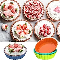 Vista 6 de Webake 8 Pack Silicone Tart and Pie Molds, 5 Inches Silicone Round Mold Individual Small Fluted Cake Pans Mini Quiche Tart Pans for Baking