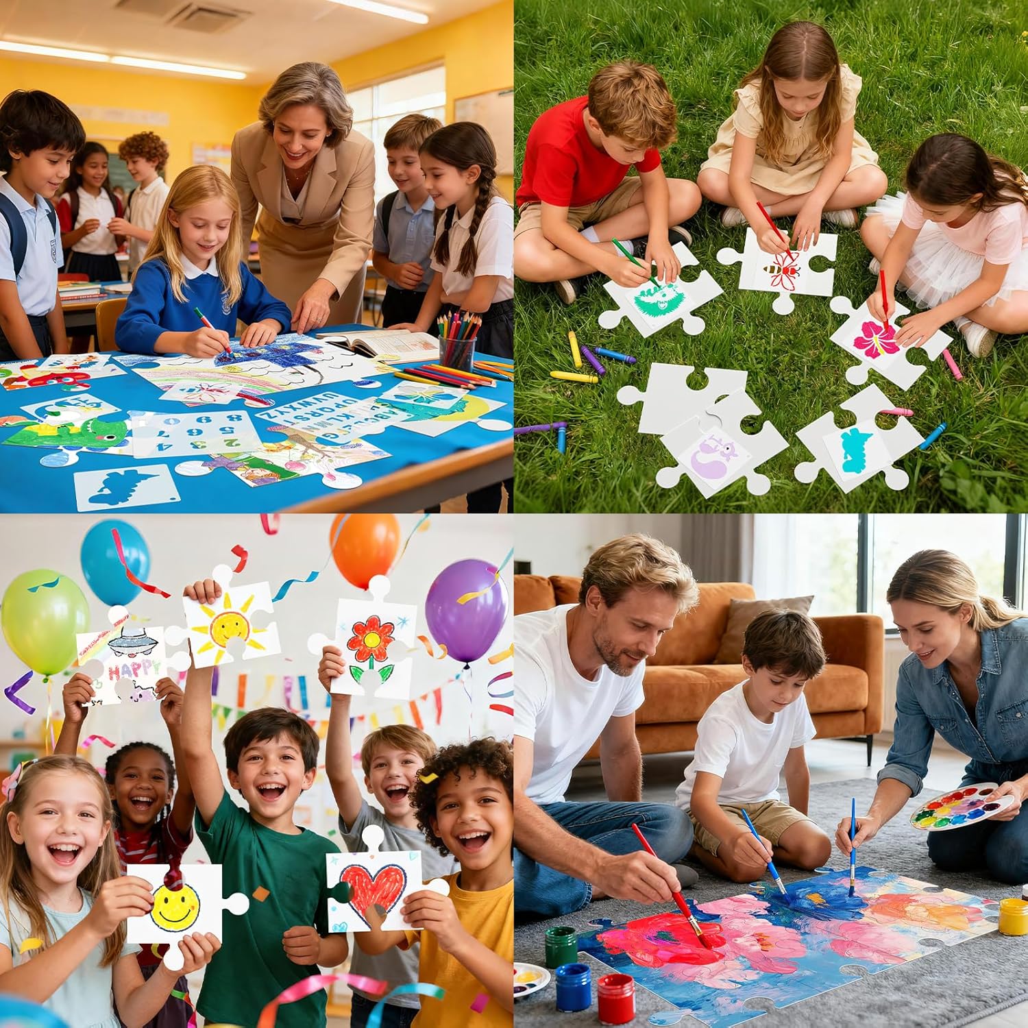 35 Pcs Blank Puzzle Pieces to Draw on, Make Your Own Puzzle Jigsaw, Large White Blank Puzzles Piece Bulks DIY Cardboard Jigsaws for Drawing, Coloring, Classroom & Crafts Project (35, 9 X 8 Inches)