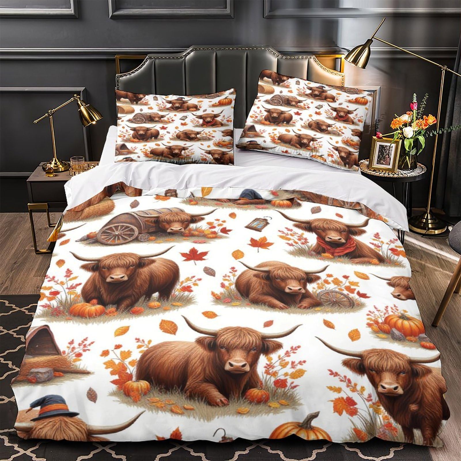 Housse de couette Highlands 140x200 microfibre avec parure de lit single pour homme