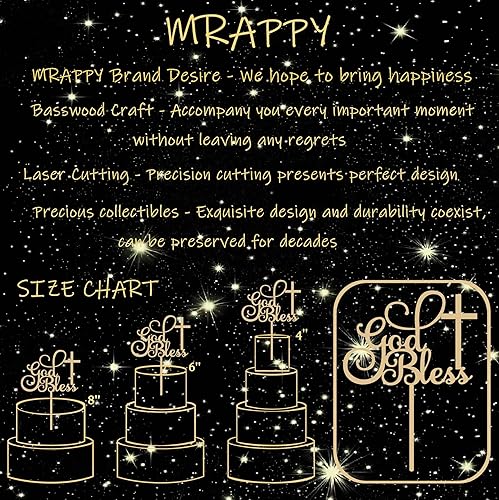 Miniatura 5 de Decoración para pastel de God Bless - Decoraciones de bautismo de madera - Letrero de bautismo y adornos para pasteles para niños y niñas,