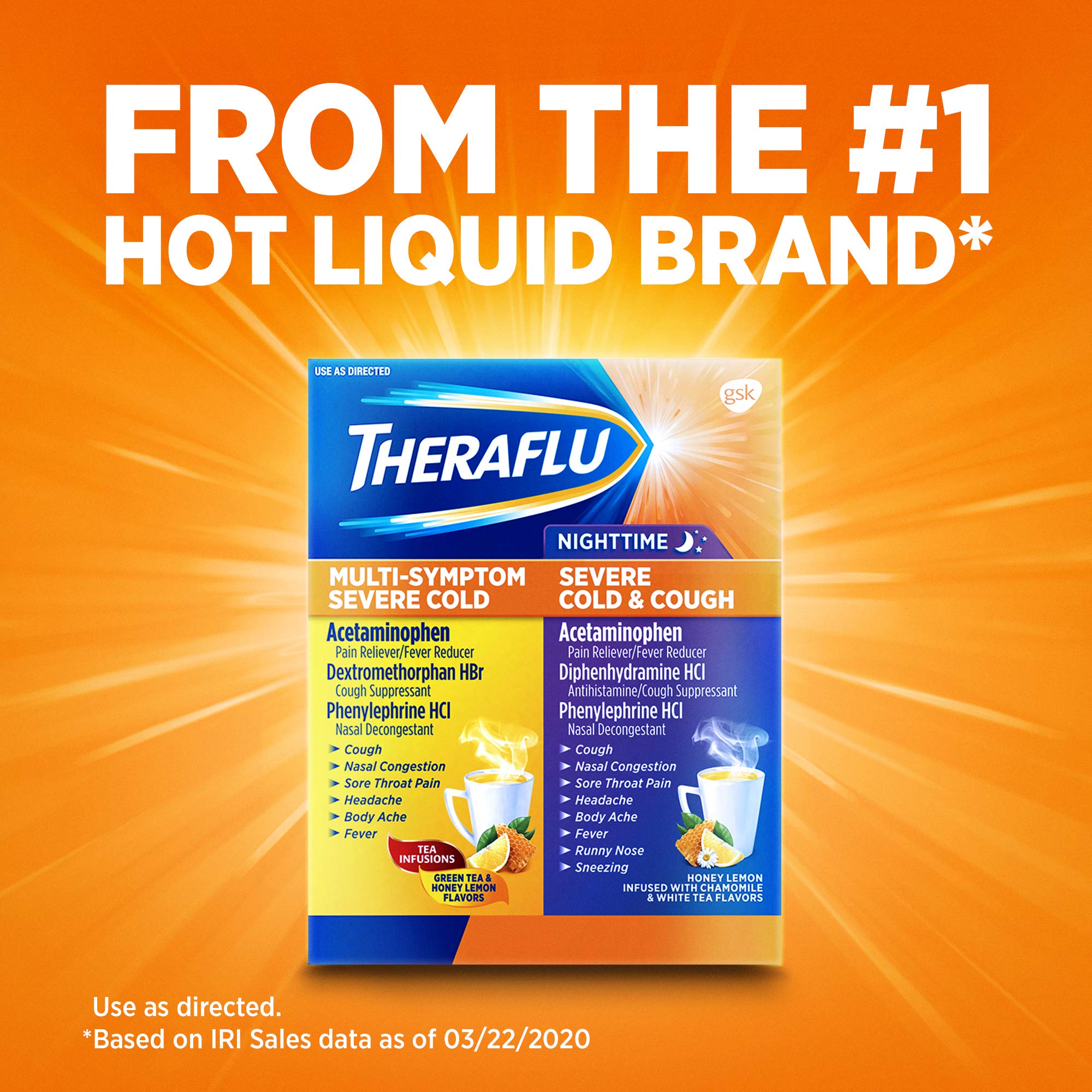 Theraflu MultiSymptom Severe Cold and Theraflu Nighttime Severe Cold
