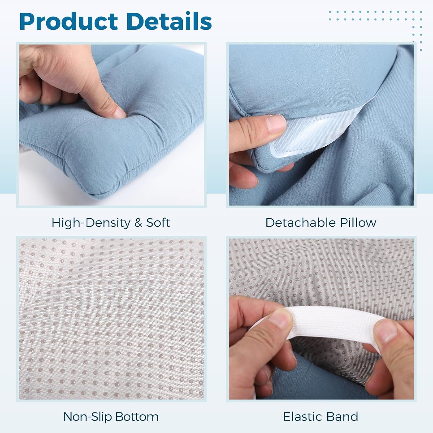Ergonomic Anti-Wrinkle Back Sleeping Pillow, Adjustable Support for Face Up Positions, Neck Alignment and Correction of Posture, Head Stabilization Pillow for Medical Recovery