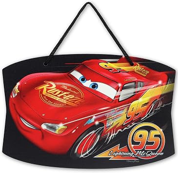 Disney Pixar Cars Lightning McQueen Racing Hanging Metal Wall Decor