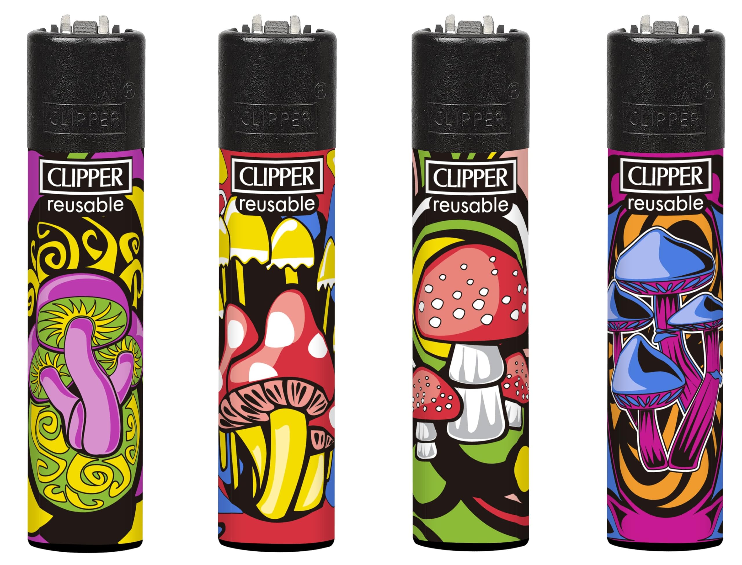 Ksp Partners Ltd E-Commerce Wow Sentences 4 X Clipper Lighters (Mushroom Colours)