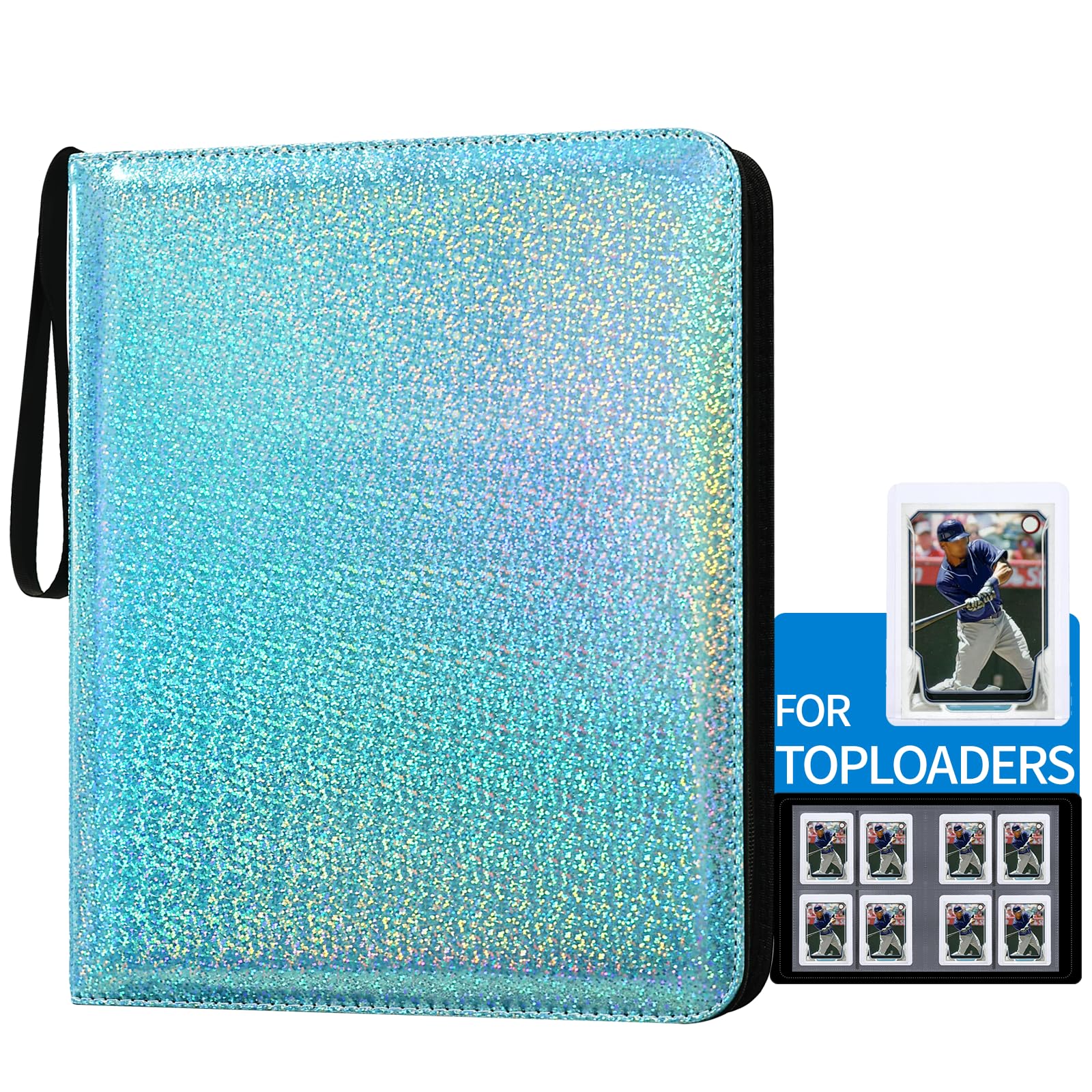 Classeur de cartes de sport bleu portable album de rangement à 4 poches