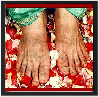 Guruji Charan Swaroop Photo Frame with Front Glass - D05 (Black, 5 X 5 Inch)