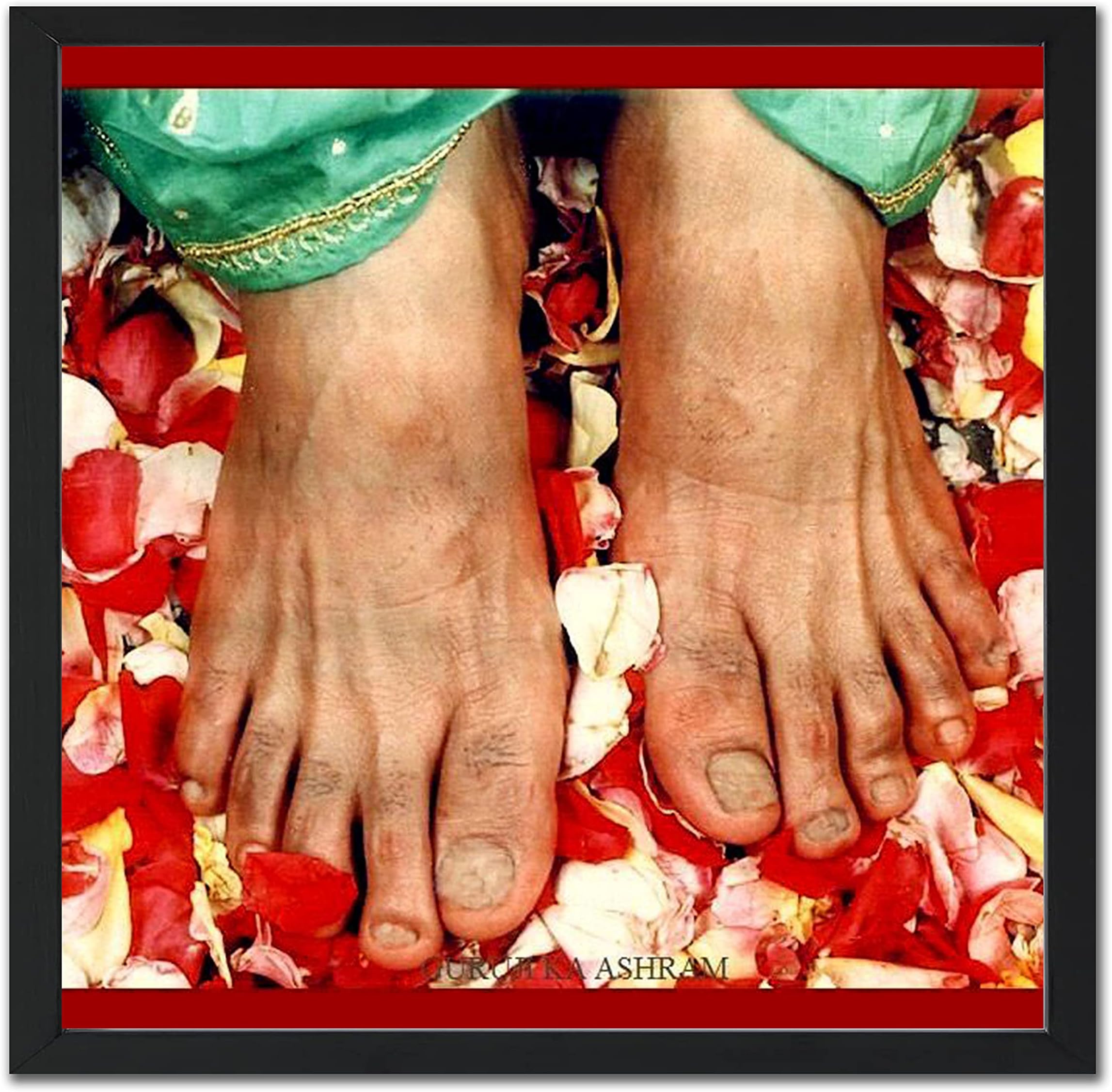 Guruji Charan Swaroop Photo Frame with Front Glass - D05 (Black, 5 X 5 Inch)