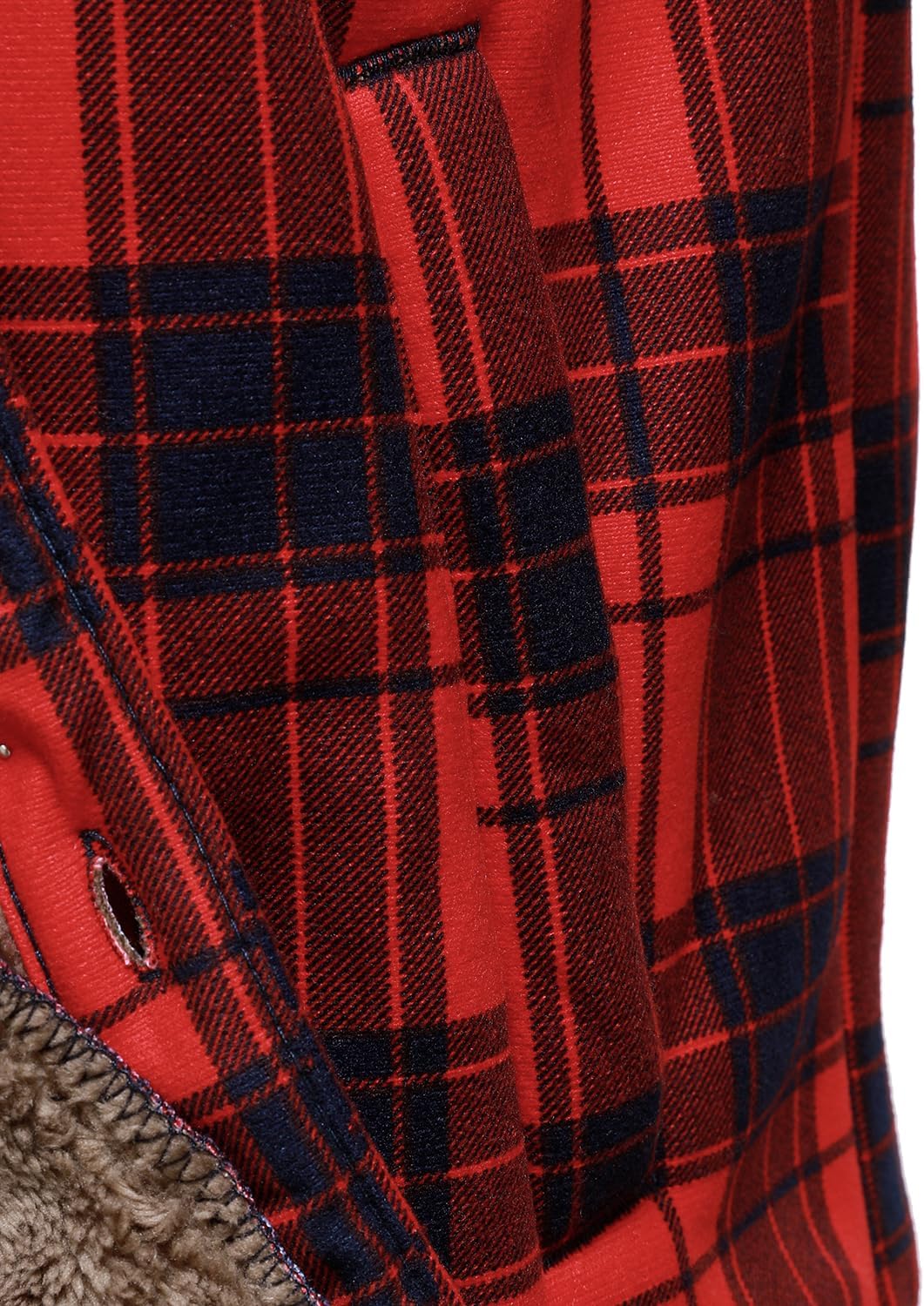 HOOD CREW Mens Winter Warm Fleece Jackets Sherpa Lined Plaid Flannel Shirt Jacket with Side Pockets - Image 2