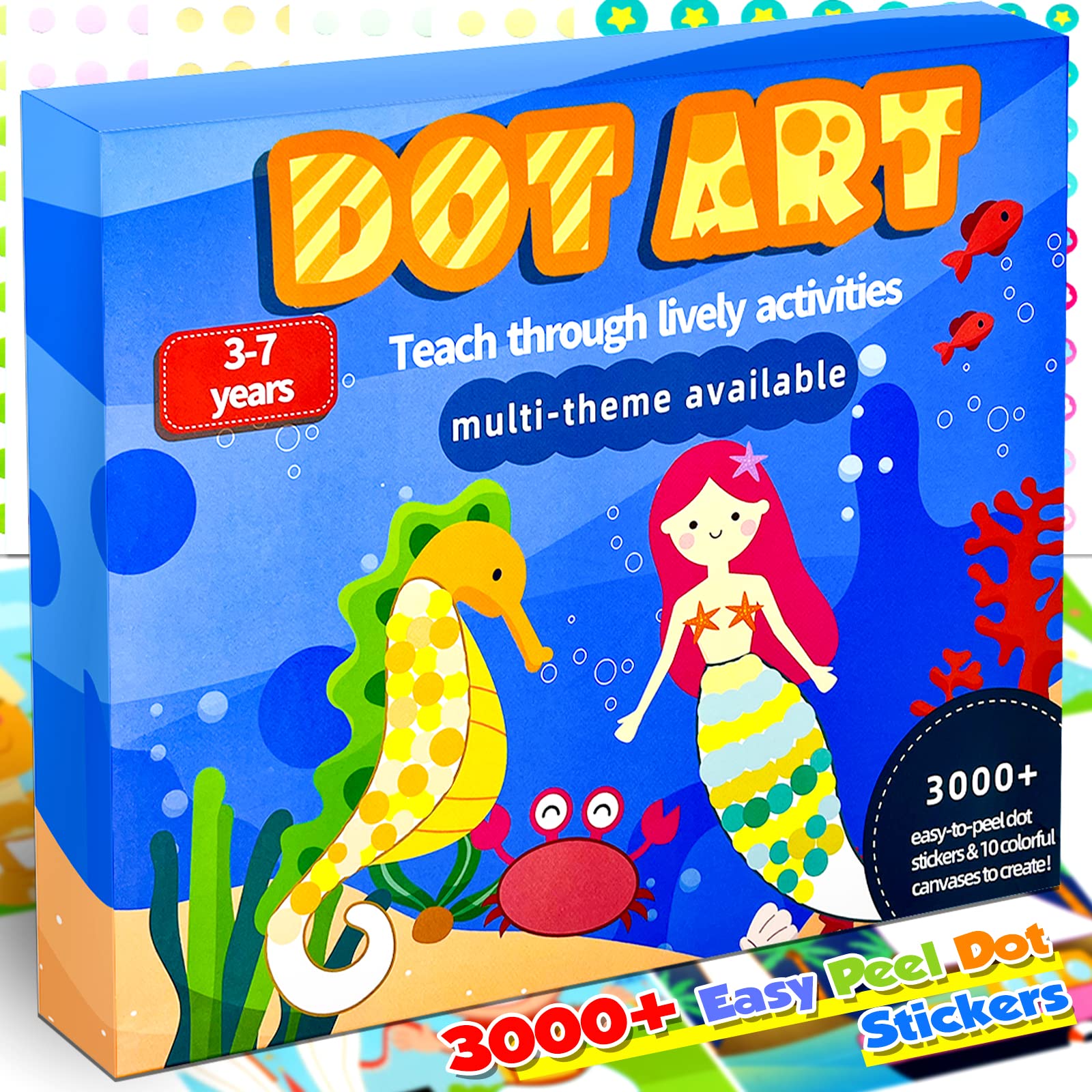 Dot Stickers for Toddlers, Crafts Kit for Kids, 3000pcs Dot Stickers with 5 Themed & 10 Scenes for Kids 4-6, 3-7, Gift for Kids, Girls, Boys, No Mess Stickers Set