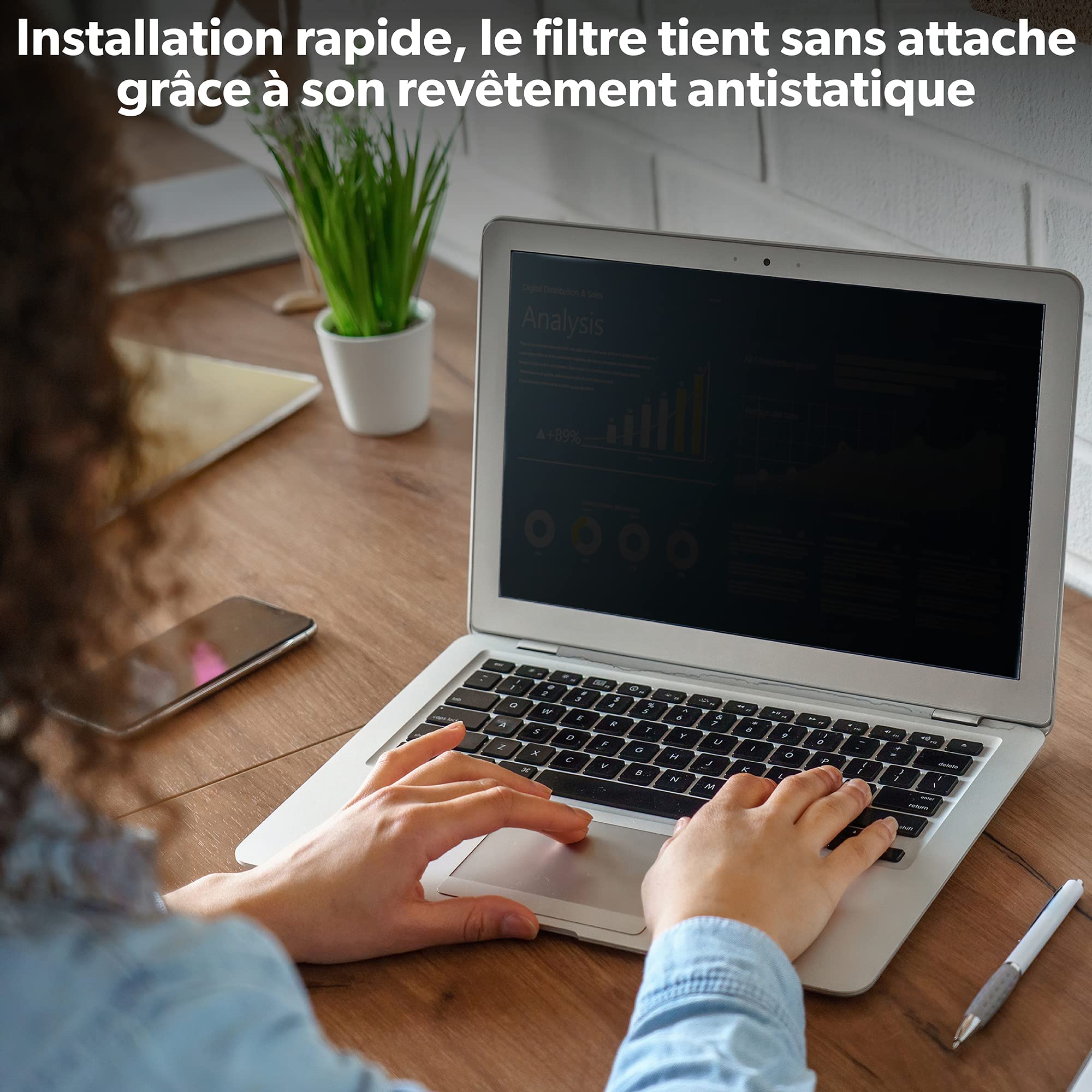 T'nB - Filtre De Confidentialité Amovible pour Ordinateur, Compatibilité Universelle avec Les Ecrans PC De 15 Pouces, Filtre Anti Lumière Bleue, Ecran Anti Espion (15 Pouces)