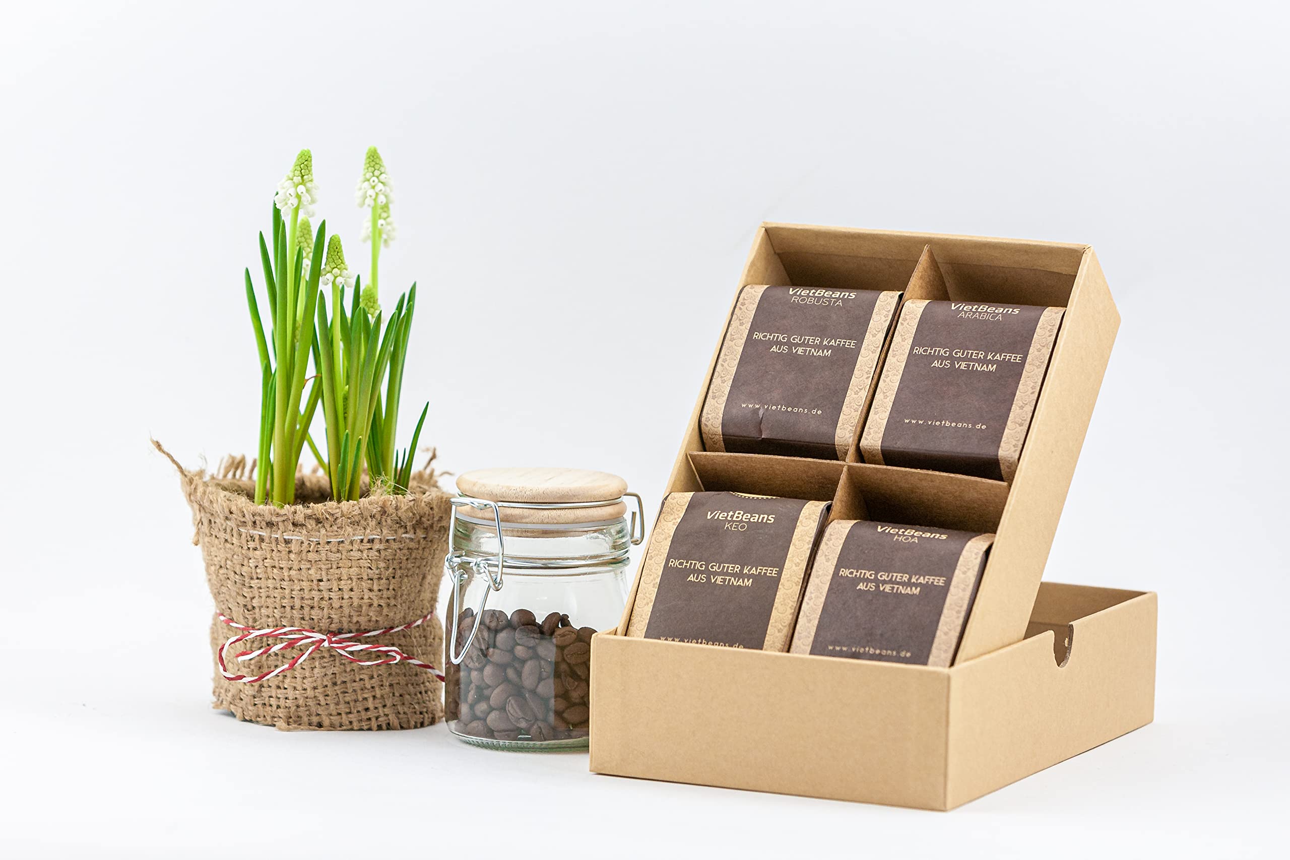 VietBeans Probierset - Vier spannende Kaffeesorten für Kaffeeliebhaber - Geschenkset - 4 Exklusive Kaffeespezialitäten – Kaffeegeschenk… (Gemahlener Kaffee)