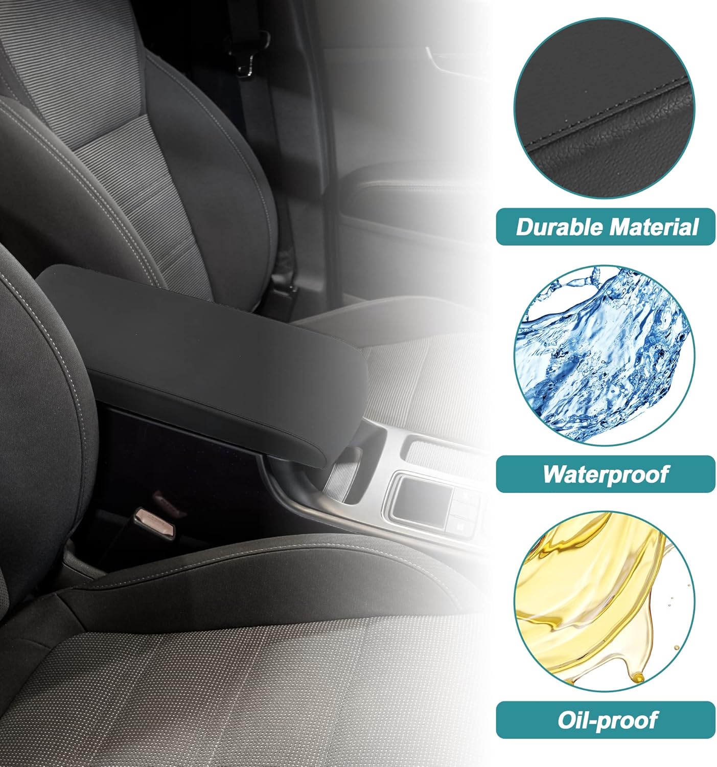 X AUTOHAUX Armrest Center Console Lid Cover Replacement for Ford Flex 2013 2014 2015 2016 2017 2018 2019 FA8Z-7406024-AB Black