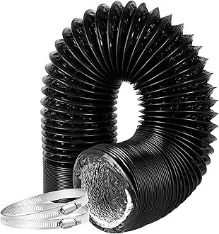 Flexible 10-Inch Aluminum Ducting, Dryer Vent Hose, Heavy-Duty Three-Layer Protection, 25-Feet Long for Heating Cooling Ventilation & Exhaust, Black